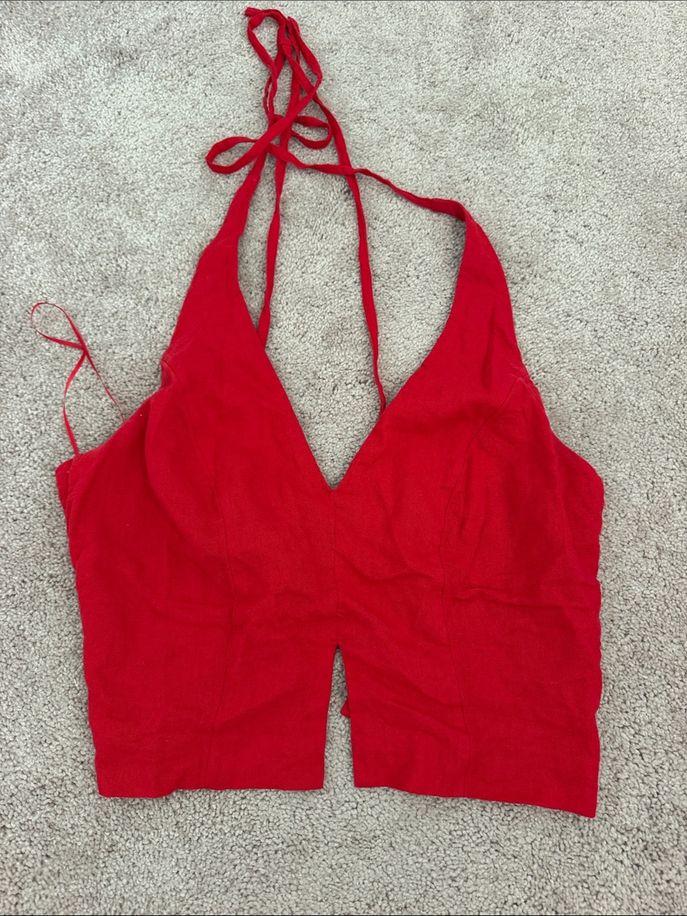 Women’s Red Halter Open Back Top